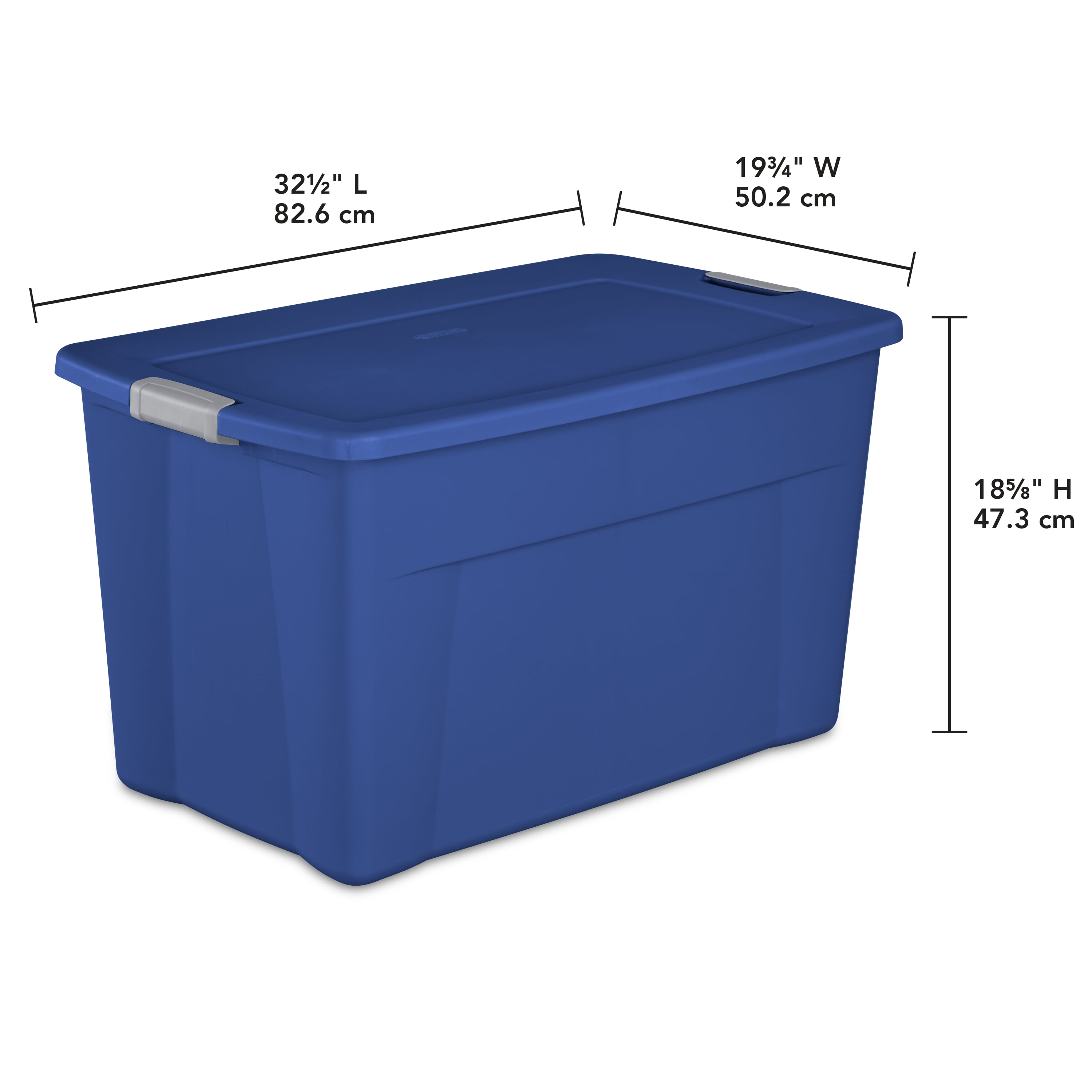 Sterilite 35 Gallon Latch Tote Plastic, Stadium Blue, Set of 4