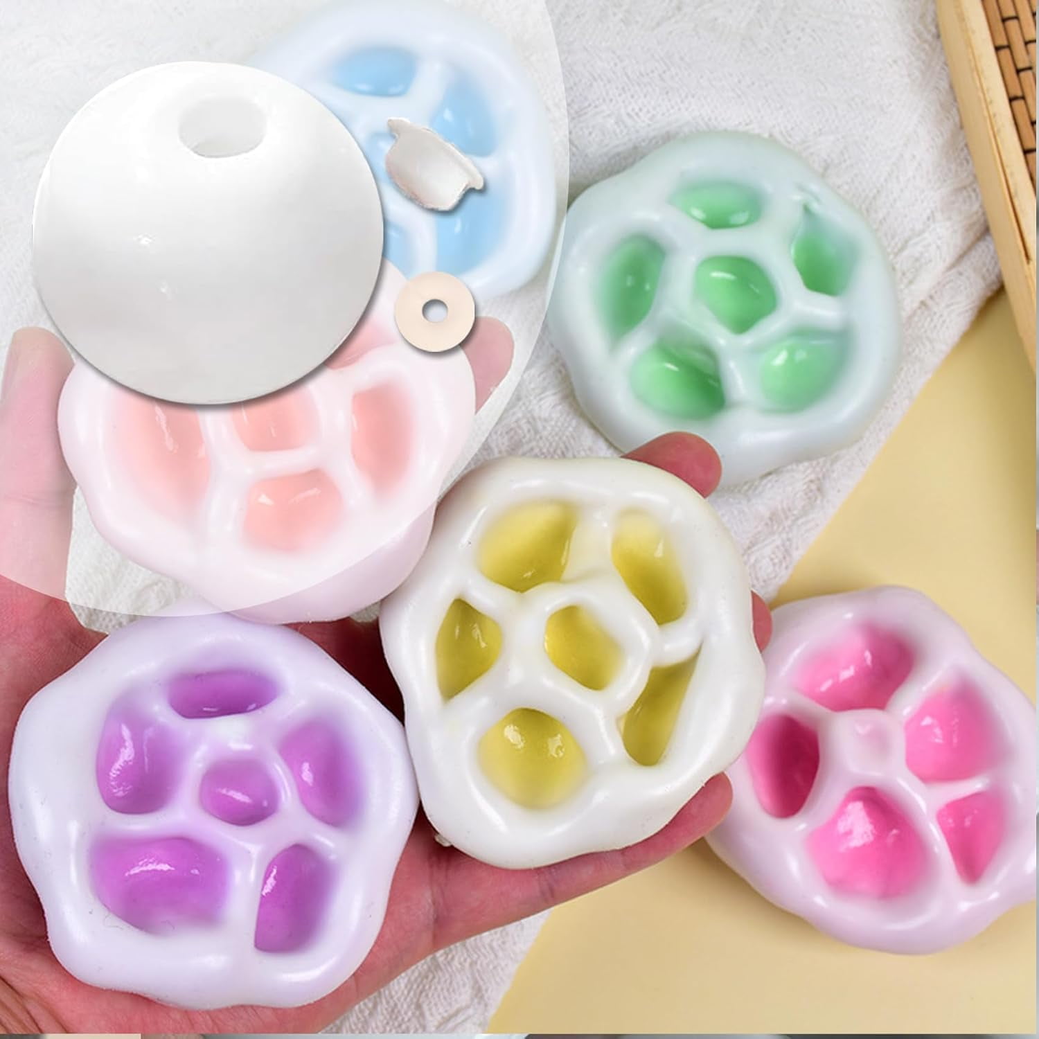 Blank Pressure Ball Skin DIY Kit, Vacuum Squishy Stress Ball DIY Kits, 12 Blank Pressure Ball Skin DIY Kit, Noisy Sand Glutinous Empty Ball Base Kits, stress relief sand glutinous balls