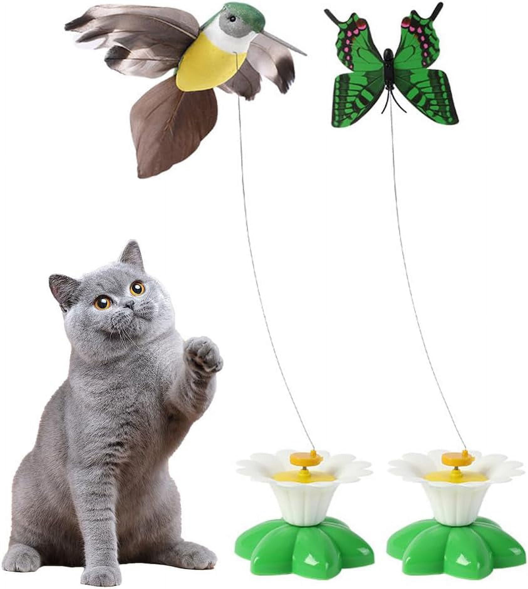 ABPETE Interactive Bird Toy for Cats, 360 Degree Rotatable Electric Flying Birds Cat Toy, Simulation Bird Interactive Toy for Cats Kitten Play Chase(4 PCS)