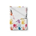 thumbnail image 2 of Cartoon Soft Flannel Fleece Throw Blanket, Colorful Children Print Teamwork Painting Kids Fun Games Illustration, Cozy Plush for Indoor and Outdoor Use, 50" x 70", Yellow Teal and Red, by Ambesonne, 2 of 5