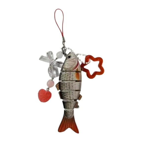 tegongse Realistic Fish Star Bowknot Pendant Keychain Lightweight Phone Lanyard Mobile Strap Accessory Plastic Keychain Jewelry