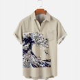 thumbnail image 2 of 2022 Summer Short Sleeve Shirts Original Risk Free Summer Print Shirts Ethnic Trend Men's Tops 015, 2 of 5