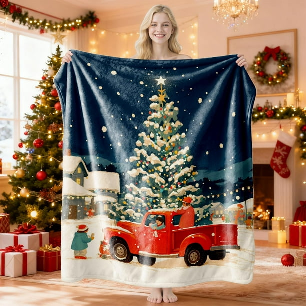 Mantas de franela con adornos navideños, manta con estampado navideño, cómoda y suave, ideal para el sofá del dormitorio, decoración navideña de 75 x 100 cm, decoración de Halloween, decoración de oto