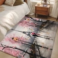 thumbnail image 4 of 3'x5' Rug for Living Room Bedroom, Valentine's Day Washable Area Rugs Non-Slip Carpet Mats, Couples Flowers Rainy Tower Romantic Pink Indoor Low Pile Area Rug Runner for Kitchen, Mudroom, 4 of 8