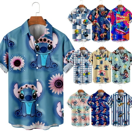 

MLFU Big Men s Blue Elf Casual Button-Down Short Sleeve Shirts Graphic Breast Pocket Tees Basic Clothing for Men Women