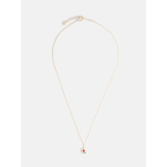 Free Assembly Women's Demi Fine 14K Gold Plated Crystal July Birthstone Necklace, 16" 2" Extender