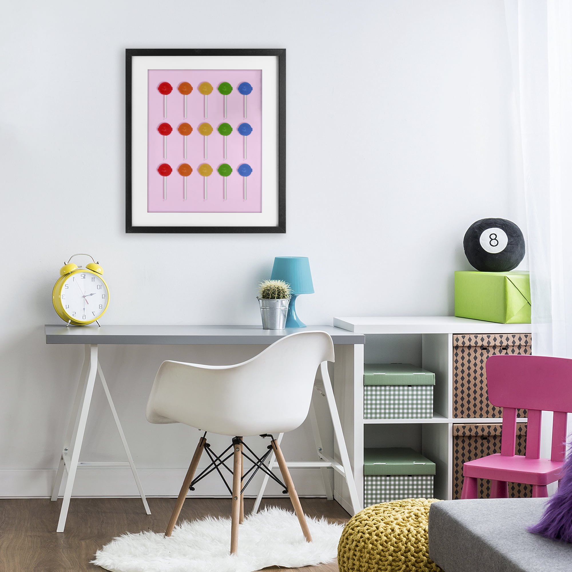 Stupell Industries Candy Pops on Light Pink Black Framed Print Under Glass, design by LISH Creative