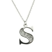 Imitation Rhodium "C" Initial Necklace, 16"