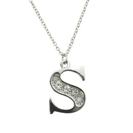 Imitation Rhodium "C" Initial Necklace, 16"