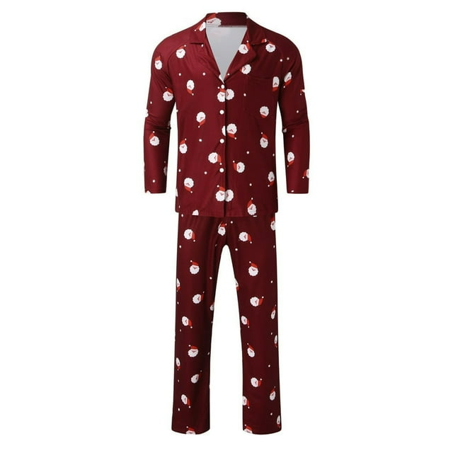 Ensemble de Pyjamas Assortis pour la Famille, Haut à Manches Longues et Pantalon pour Femmes, 2 Pcs