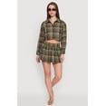thumbnail image 2 of Womens Plaid Flannel Cropped Long Sleeve Shirt, 2 of 5