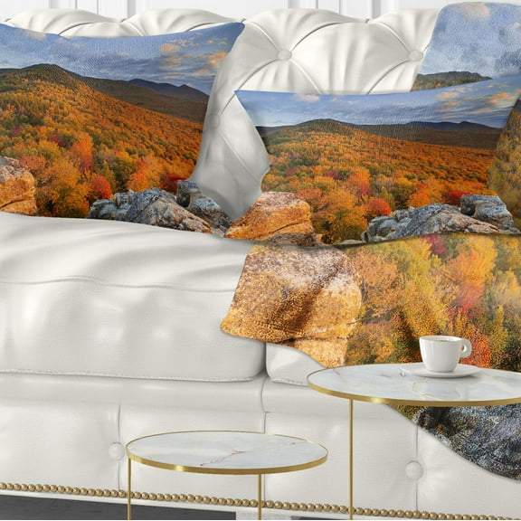 Designart Endless Forests in the Fall Foliage - Landscape Printed Throw Pillow - 12x20