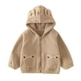 thumbnail image 3 of AINIYS Toddler Fall Winter Coat Fleece Zip up Hooded Cute Bear Ears Hoodie Warm Fuzzy Baby Kids Jacket Outerwear with Pockets Khaki 1-2Years, 3 of 10