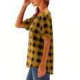 thumbnail image 4 of Ruimatai Women's Casual V-Neck Checkered Button-Up Shirt Loose Fit Short Sleeve Blouse for Summer, 4 of 7