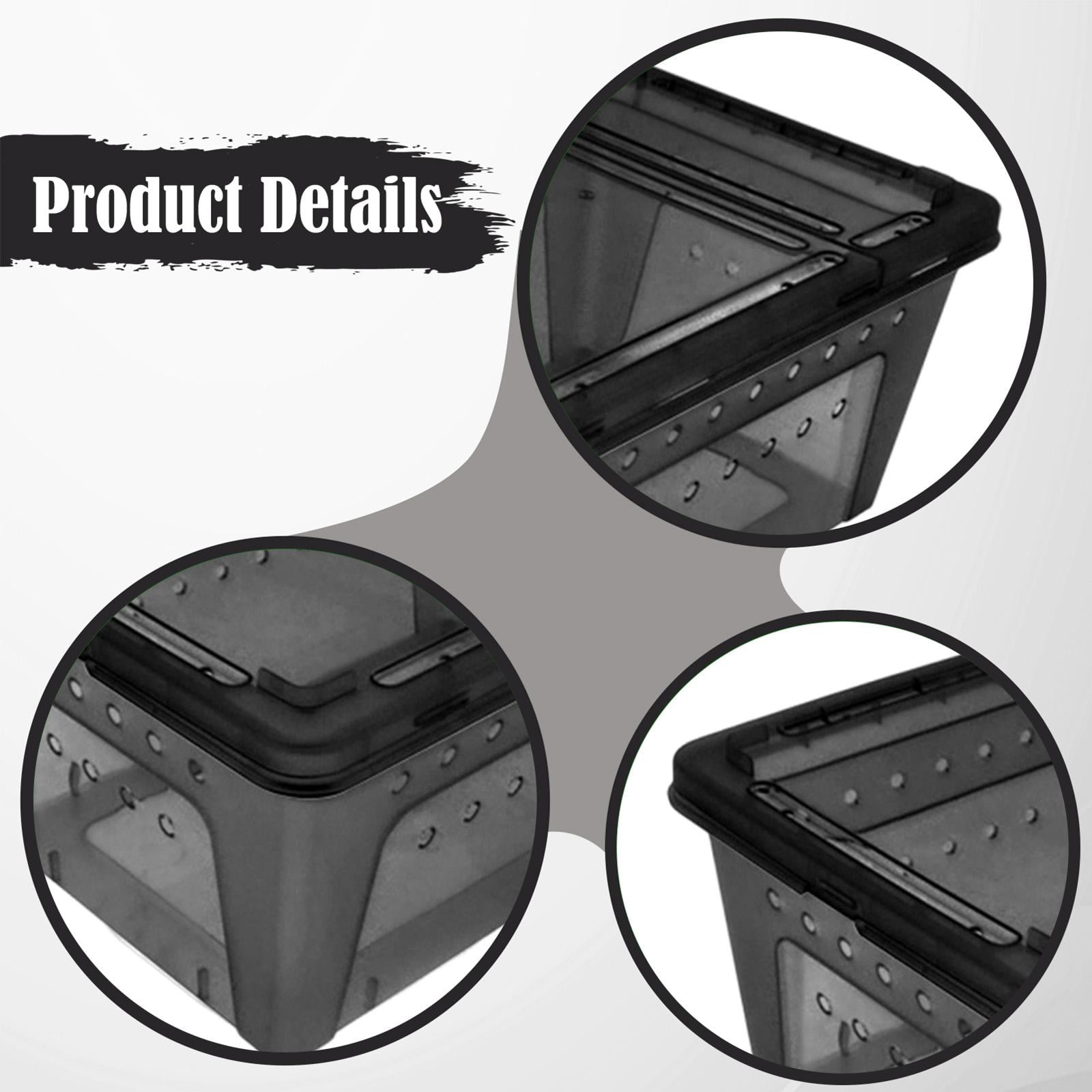Fzaqwen Reptile Terrarium Enclosure Double Opening Turtle Habitat Sturdy Reptile Breeding Box Container for Terrapin Amphibians Snake Black