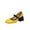 Yellow, variant on Nrmvnmi Women's High Chunky Closed Toe Mary Shoes Block Heels Square Toe Strappy Buckle Dress Wedding Party Pumps Shoes Red Mothers Day Gifts