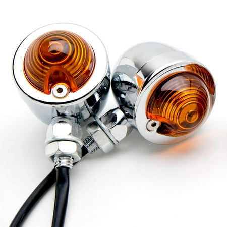 Yamaha Motorcycle Chrome (Krator Motorcycle 2 pcs Chrome Amber Turn Signals Lights For Yamaha V-Star Vstar 950 1100 1300 Classic)