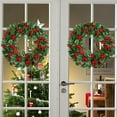 thumbnail image 5 of EWASWON Christmas 16 Inch Artificial Christmas Wreath, Green Plastic Xmas Wreath with Berries Rattan, Easy to Hang for Front Door Fireplace Decor, 5 of 6