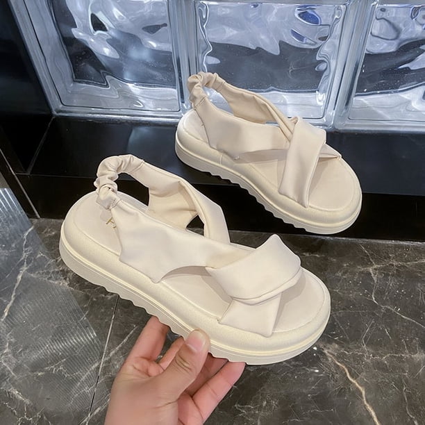 Sandalias de mujer 2023, nuevas sandalias de plataforma, sandalias de verano a la moda para mujer, sandalias ligeras con hebilla de PU, sandalias de tacón con plataforma, sandalias para mujer 38 Gao Jinjia LED