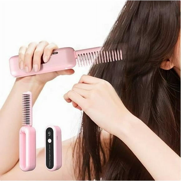 RKSTN straightening comb Foldable Straightening Comb Mini Portable Charging Wireless Negative Damaging Hair Curling And Straightening Straightener Makeup