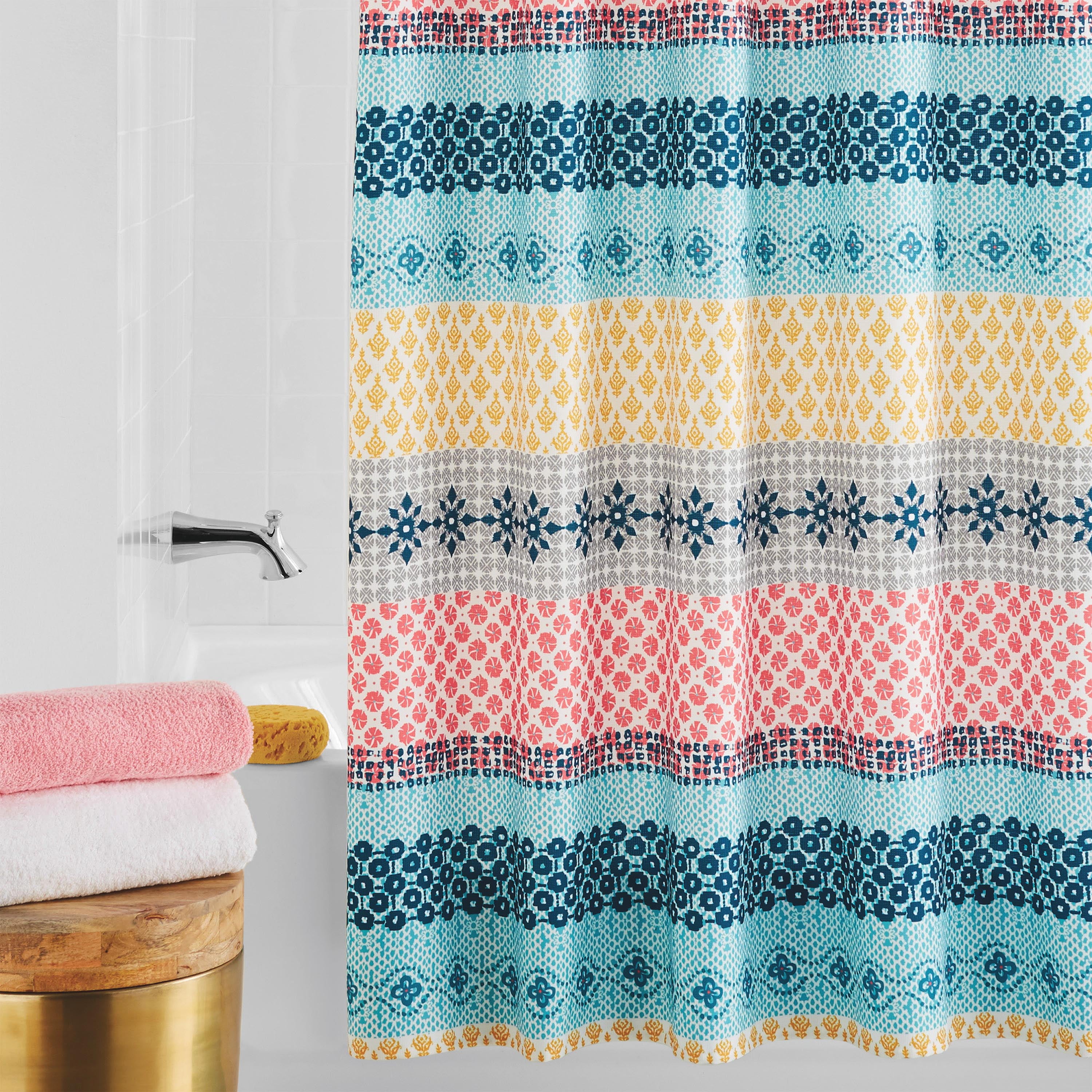 Mainstays Global Micro Print Shower Curtain 1 Each Com Mainstays Global Micro Print Shower Curtain 1 Each