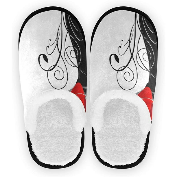Tribal Lion Head Face Slippers Fuzzy Feet Plush Cotton Slippers