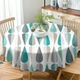 thumbnail image 3 of Modern Abstract Tablecloth, Retro Mid Century Green Geometric Drop Shapes Table Cloth for Home Restaurant Kitchen Picnic Party Decor, Round(60x60in), 3 of 6