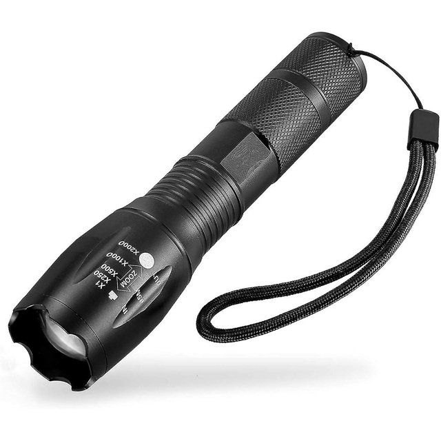 Linterna LED ultra potente Xml-t6 que se puede usar para andar en bicicleta o hacer senderismo y tiene 5 modos que incluyen flash, zoom y alcance de 500 m
