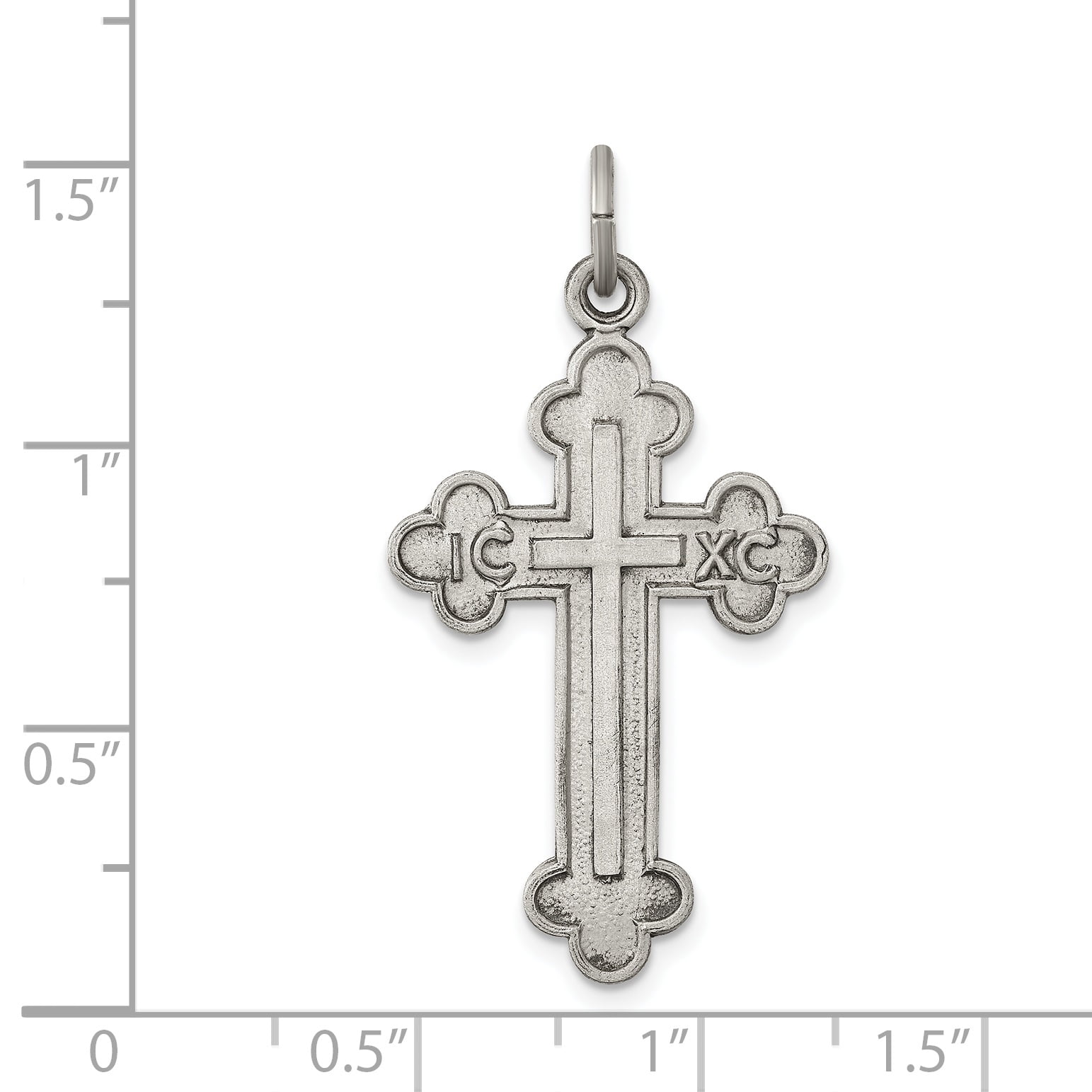 925 Sterling Silver Antiqued and Brushed Latin Cross Charm Pendant