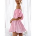 thumbnail image 2 of XINQIHANG Womens Mini Dress Summer Casual Puffy Sleeve Off Shoulder Elastic Waist Aline Flowy Ruffle Dresses, 2 of 7