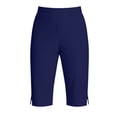 thumbnail image 5 of VBVC Women's Side Slit 7/8 Length Capri Leggings,High Waist Tummy Control Stretchy Yoga Pants For Women,Ladies Seamless Workout Capris with Pockets,Navy,S-2XL, 5 of 10