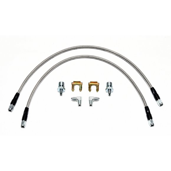 Wilwood Brakes 220-11237 Brake Line Flexline For Use With Wilwood Brake Kits Only; Stainless Steel Braided; 3 AN; 22 Inch Long; Set Of 2 With Two 90 Degree Caliper Fittings/ Two Chassis Fittings