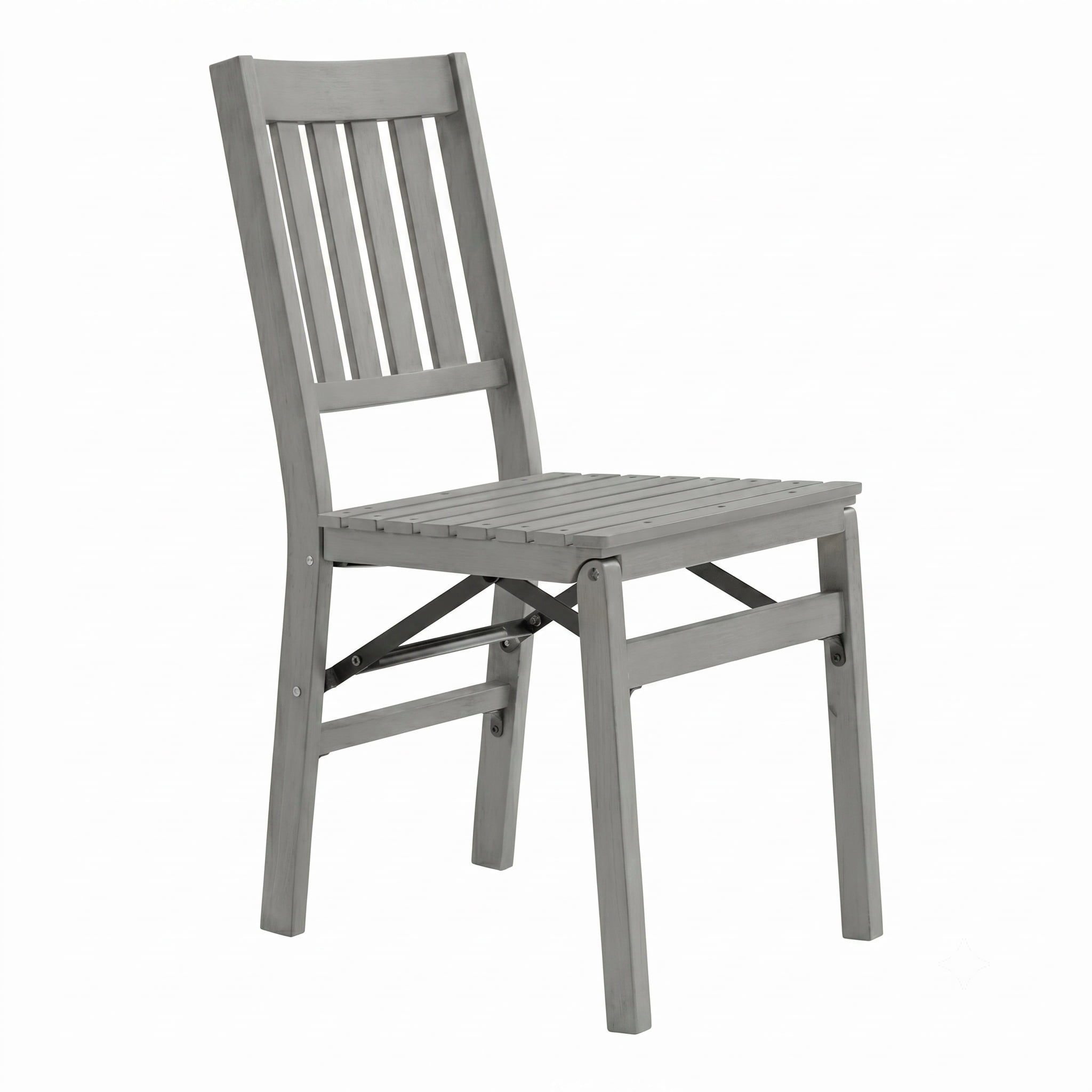Stakmore Gray Outdoor Solid Hardwood Folding Chair – Classic Slatted Design, Set of 2