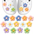 thumbnail image 1 of 14 piezas de dijes de flores de cocodrilo, dijes de flores para zapatos de 7 colores, dijes de zapatos duraderos e impermeables, lindos dijes de dibujos animados para niños adultos, para cumpleaños,, 1 of 6