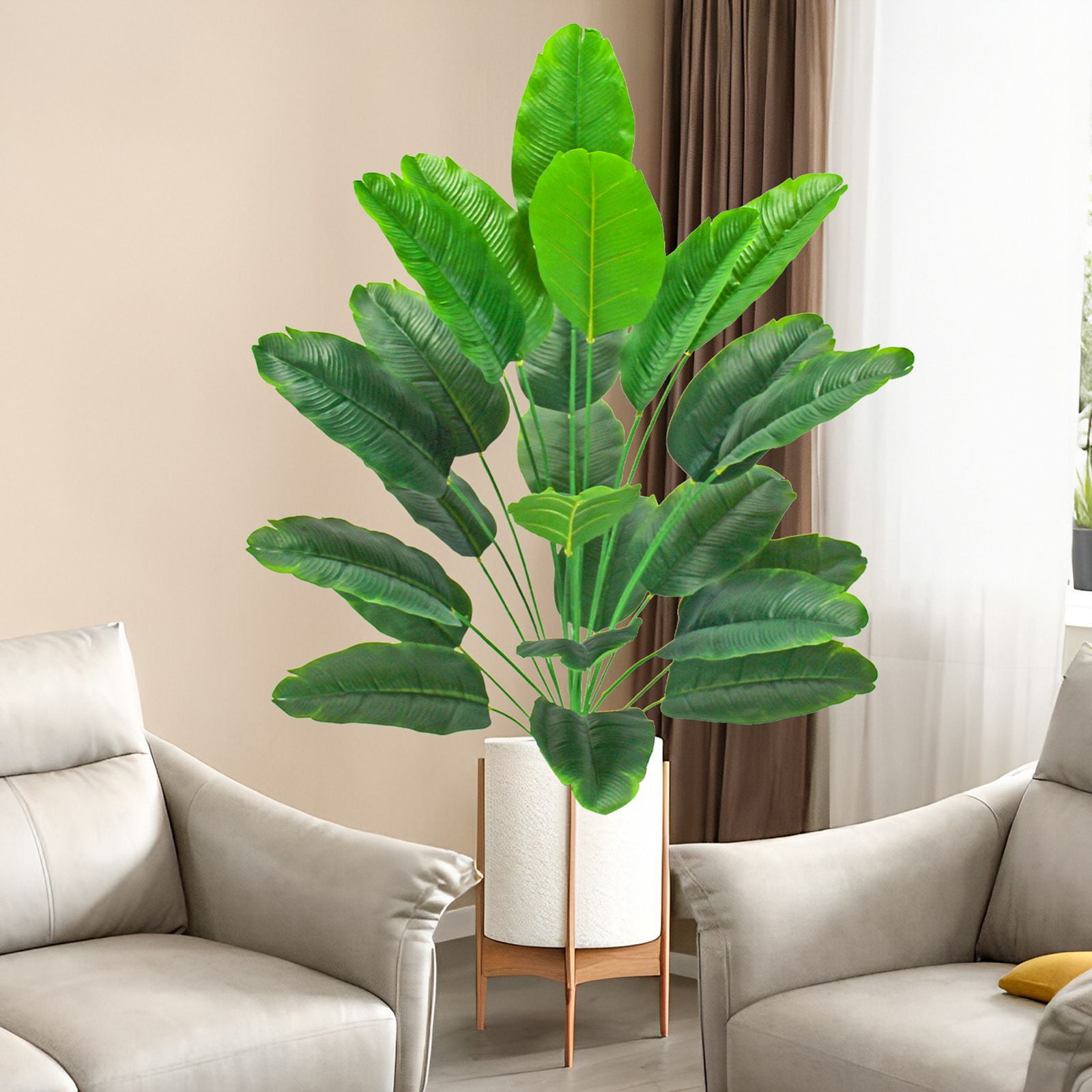 Artificial Areca Palm Tree Faux Plants 30 inch Artificial Plants Faux Fake Palm Tree Large Areca Palm Plants Tropical Leaf Greenery Family Office Indoor Outside Decor (Flowerpot not included) A3(90CM)