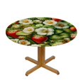 thumbnail image 3 of Wuche  Round Fitted Tablecloth Cartoon Strawberry Flower Round Table Cloth with Elastic Edged Cute Waterproof Wipeable Table Cover, 3 of 7