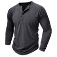 thumbnail image 4 of SWSMCLT Men's 2025 Blouse Button Henley Shirt Crew Neck Winter Cotton Pull On Top Classic Fall Long Sleeve Dark Grey Medium, 4 of 5