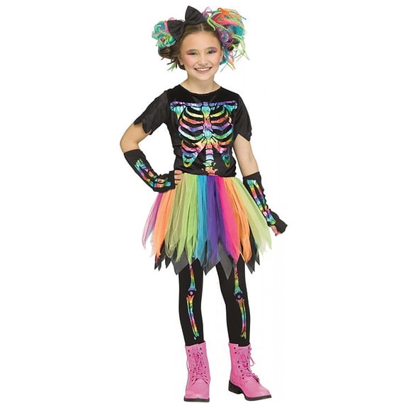 Rainbow Foil Skele-Girl Costume