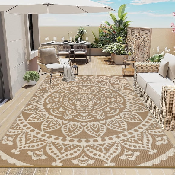 Alfombra Bemathom Outdoor, impermeable, bohemio, 183 x 274 cm, reversible