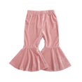 thumbnail image 4 of Kids Girl Pants, Ruffle Trousers, Solid Color Velvet Keep Warm Winter Fall High Waist Clothes, 4 of 5