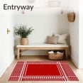 thumbnail image 3 of ODIKA 6'x9' Machine Washable Non-Slip Area Rug, Classic Interlocking Houndstooth with Spruce Sprig Embellishments High Traffic Rug with Pad, Red, 504062, 3 of 8