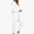 thumbnail image 6 of Women 2 Piece Outfits Sweatsuit Full Zip Hooded Sweatshirt Jacket Jogger Pants Casual Loose Tracksuit Set with Pockets for Workout Jogging Daily Street Going‑out Wear White XL, 6 of 9