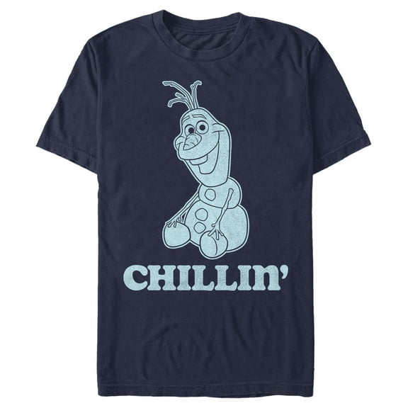 Men's Frozen Olaf Chillin' Portrait  Graphic Tee Navy Blue Small