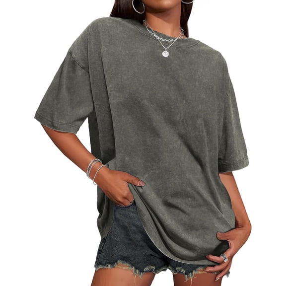 Camiseta oversize ADOREJOY para mujer, cuello redondo, XL, verde militar