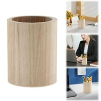 Aminojy Unfinished Wood Pen Holder - Natural Cylindrical Desktop Organizer for Pencils & Pens, Rustic Office & Home Stationery Storage with Smooth Finish