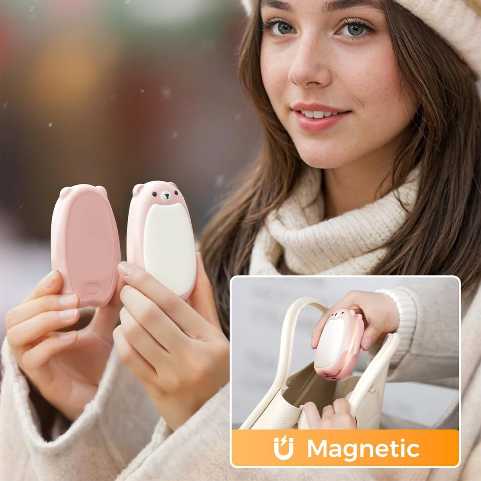 Cozy Brown Rechargeable Hand Warmers 2 Pack – Magnetic Portable USB Pocket Heater, Reusable Electric Warmer for Camping, Outdoor Travel, Skiing, Cold Weather Gifts for Women & Men