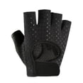 thumbnail image 1 of Guantes de entrenamiento transpirables antideslizantes para levantamiento de pesas, ligeros, con protección para la palma, de medio dedo, para fitness, para mujer, XG31, color negro, talla S, 1 of 12