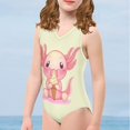 thumbnail image 4 of FOR U DESIGNS Axolotl Ice Cream One-Piece Swimwear for Kids Teens Girls 9-10 Years Old Breathable Sleeveless Swimwear Cute Yellow Gymnastics Leotard, 4 of 8