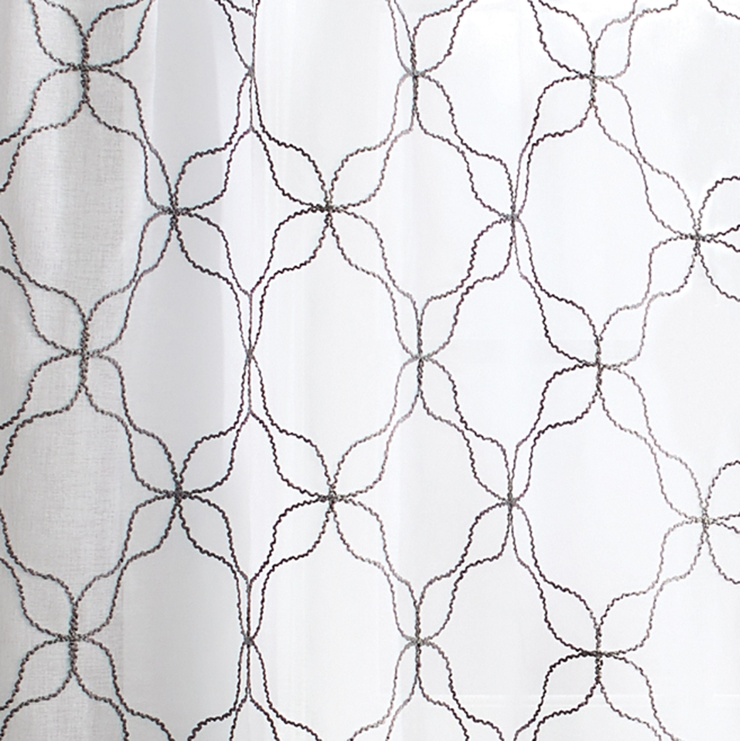 Better Homes & Gardens 3-Piece Sheer Quatrefoil Window Valance and Tier Set, Grey, 36 in x 60 in