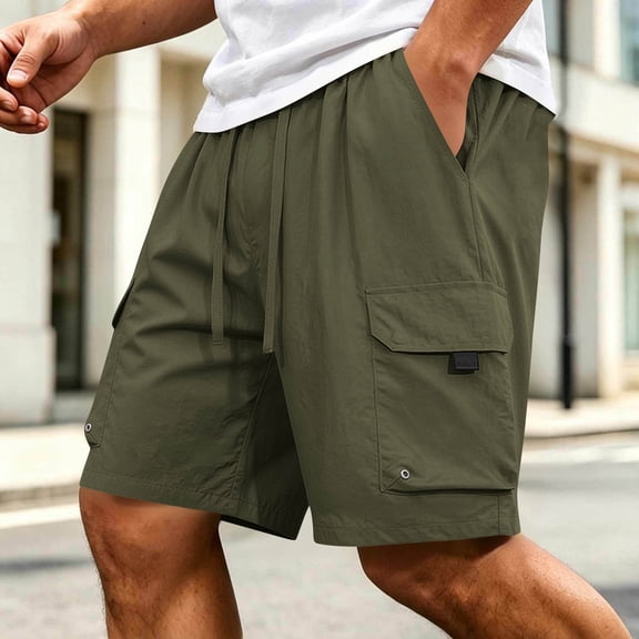 DayScoop Mens Plus Size Shorts Big Tall Bottoms Summer Casual Fashion Solid Color Multi Pocket Elastic Waist Oversize Loose Short Pants
